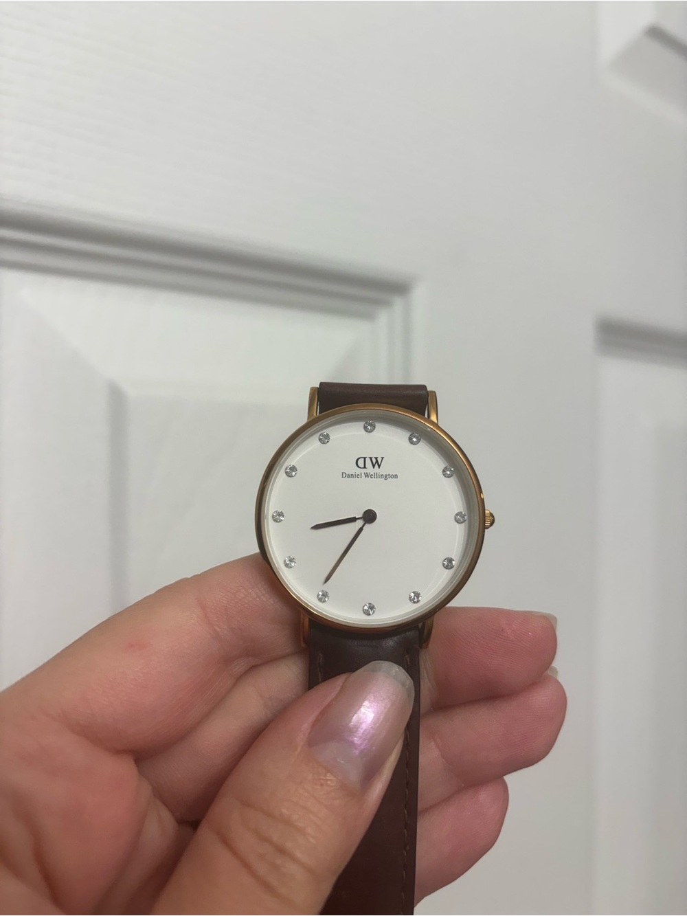 Daniel Wellington Women’s Classic Brown Leather Watch - White Dial, Gold Case